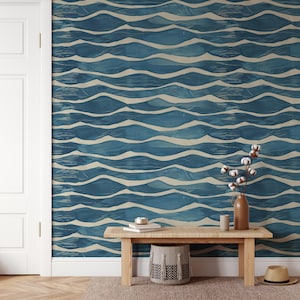 Bathroom Wallpaper, Coastal Wallpaper, Blue Wallpaper 0341-52 image 11