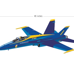 F/A-18 Hornet Blue Angels Wall Decal up to 10 feet wide Decor Living Room Navy US Marines Airplane Fighter Personalized Christmas Gift