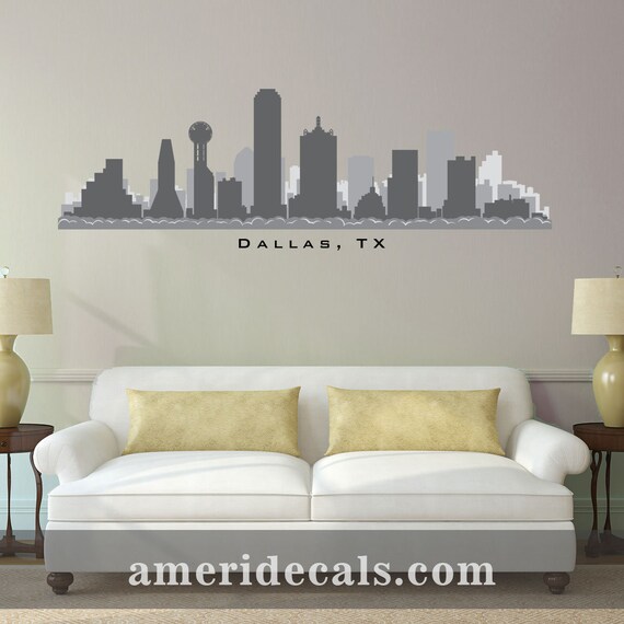 Items similar to DALLAS TEXAS Skyline Wall Decal Art Decor Peel and