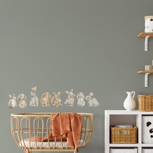 8 Bunnies Woodland Décor Nursery Baby Room Wall Decals Cute Rabbits Animals Sets bild 7