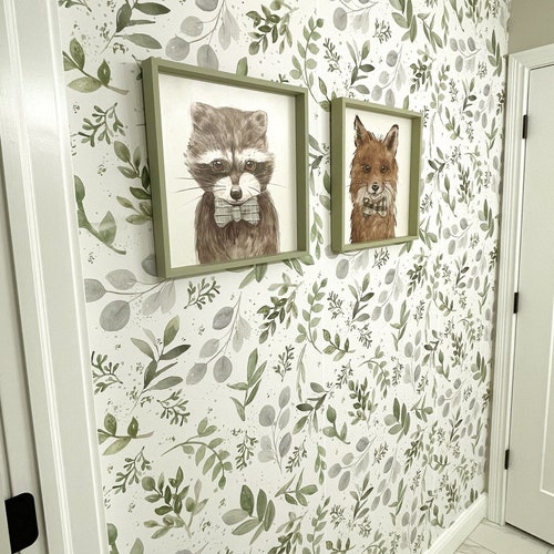 Bedroom Wallpaper Peel and Stick | Eucalyptus Botanical Green Wallpaper | Sage Bedroom Wall Paper 0160-26