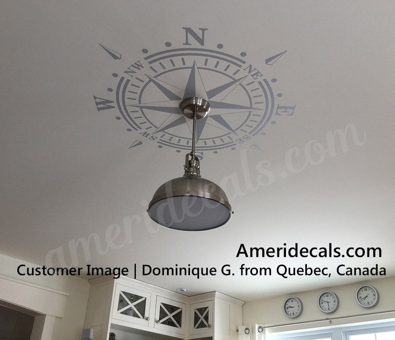 Ceiling Medallion Compass Rose Decal Nautical Beach Decor Image 0