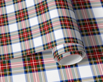 UNPASTED Traditional WALLPAPER Stewart Dress Clan Red Tartan Wallpaper Plaid Pattern Farmhouse Wallpaper PVC-Free and nontoxic T0006-13