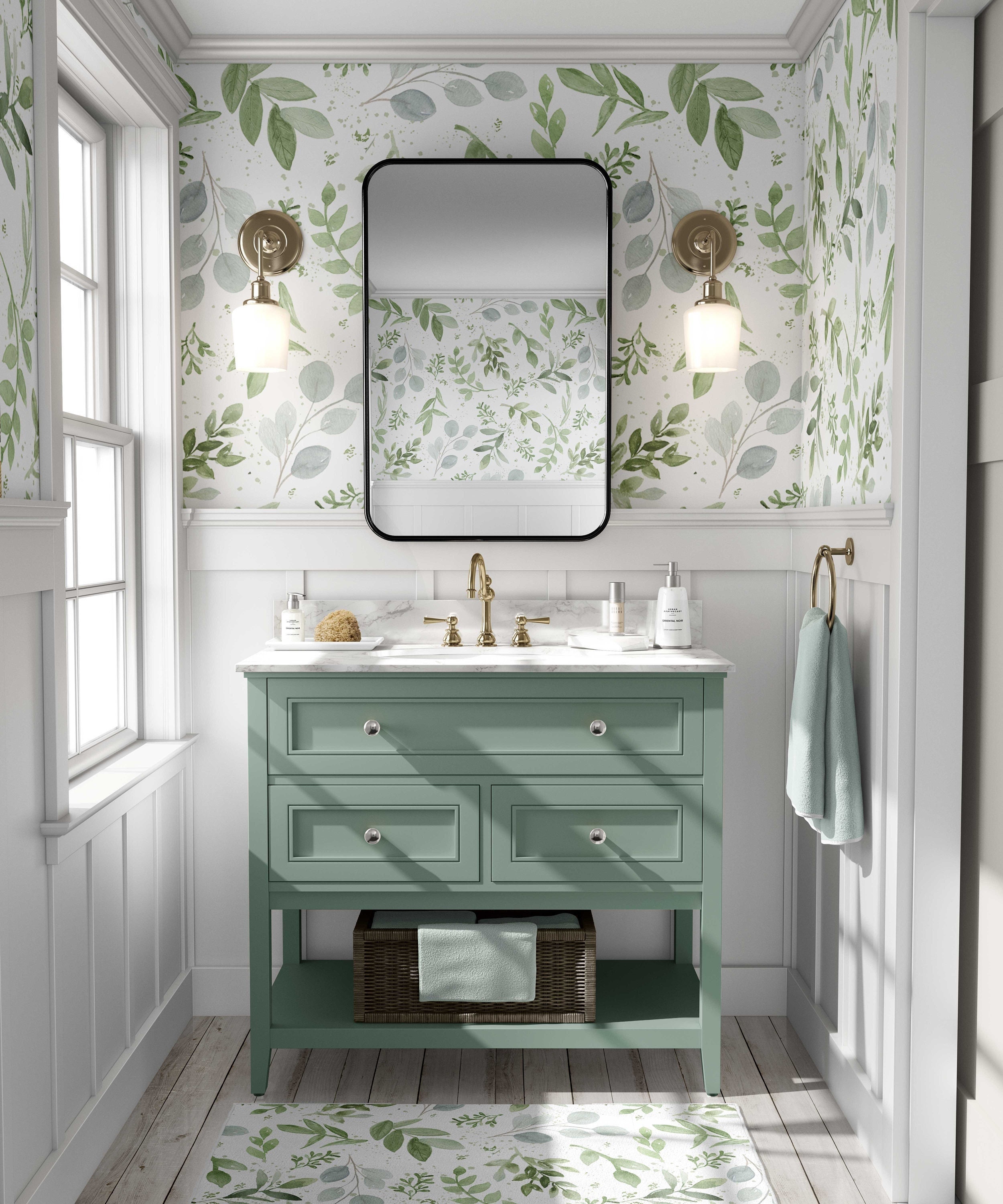 WALLPAPER Caroline SMALL Greens Neutral Nursery Boys Girls - Etsy UK WALLPAPER Caroline SMALL Greens Neutral Nursery Boys Girls - Etsy UK