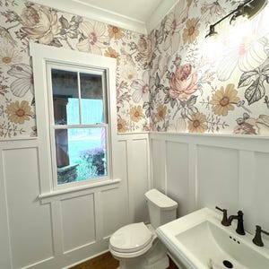 Vintage Floral Wallpaper - Traditional Unpasted WALLPAPER CAMILA Large Peony Floral Girl Nursery Non-toxic Peonies Girl Bedroom 0130-52