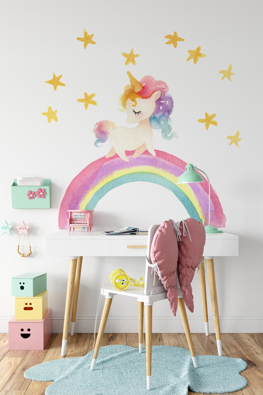 Buy 3D Stickers Space Unicorn Smile Face High Quality PVC material –