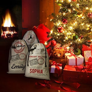 CHRISTMAS GIFT BAG, North Pole Express Santa Sack, Custom Santa Sack, Christmas gift bag for kids, Santa Claus bag, Personalized Gift imagen 9