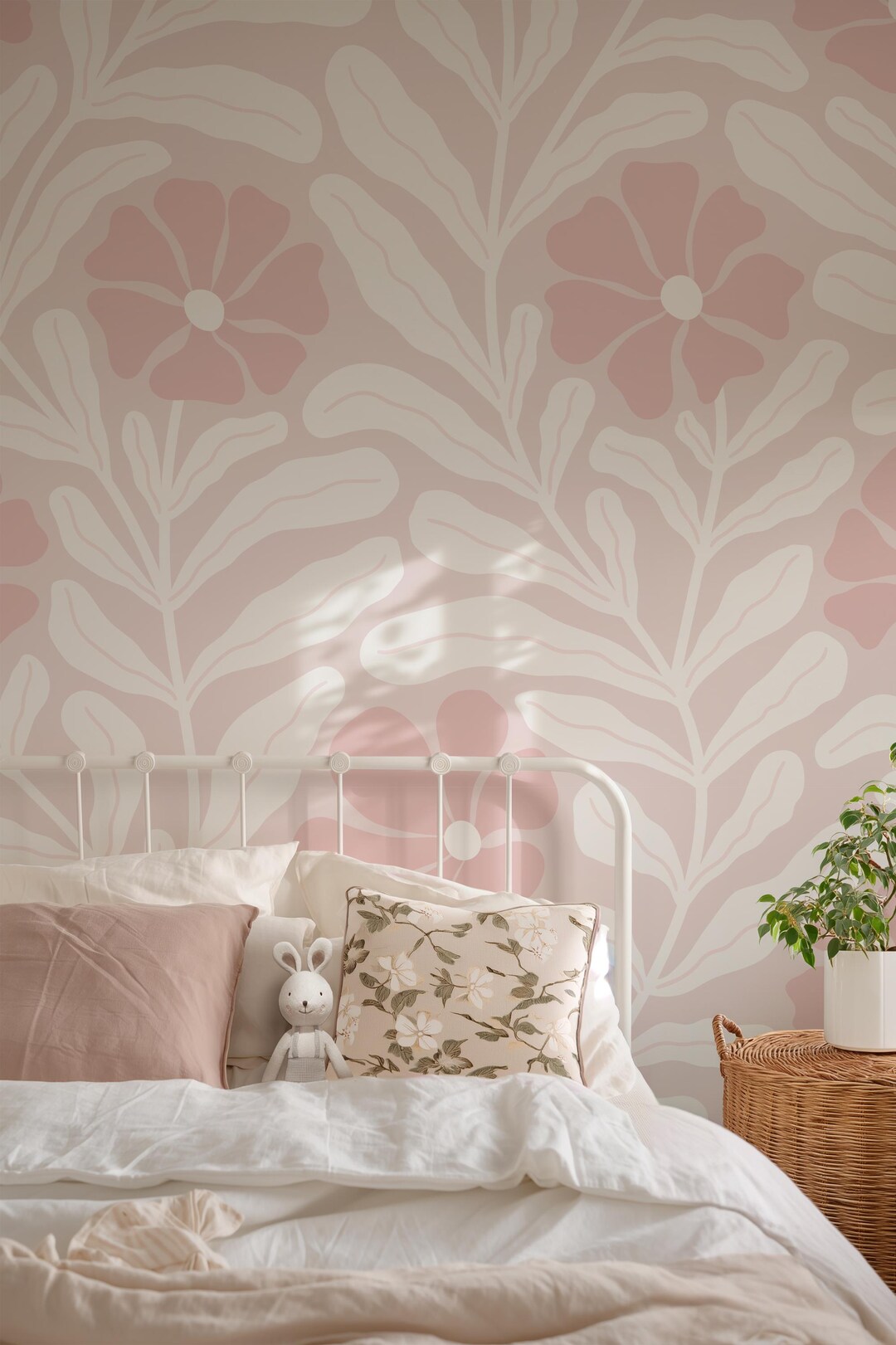 Pink Abstract Flowers Botanical Wallpaper – Peel and Stick, Removable ...