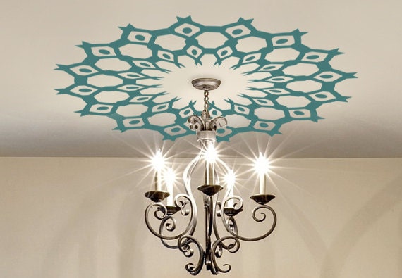 Ceiling Medallion Decal Tribal Modern Aztec 02 Ethnic Decor Removable Graphic Art Vinyl Many Sizes Lamp Chandelier Or Ceiling Fan
