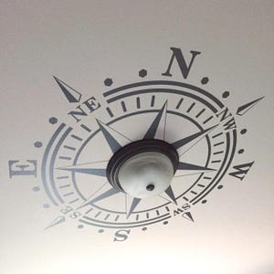 Compass Rose Ceiling Medallion Nautical Home Office Decor Chandelier Surround 3mil Removable Matte Vinyl image 3