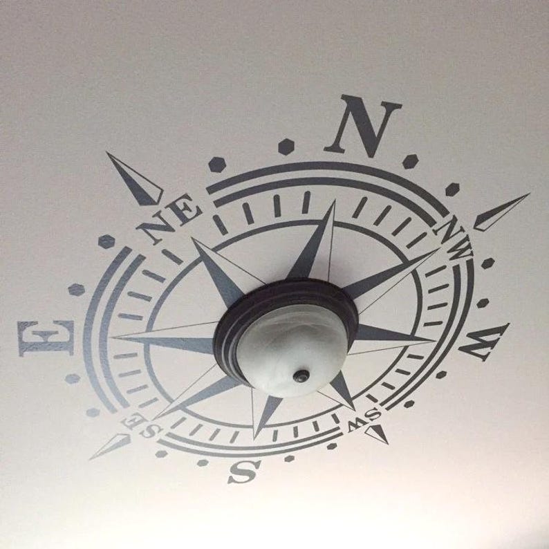 Compass Rose Ceiling Medallion Nautical Home Office Decor Chandelier Surround 3mil Removable Matte Vinyl image 3