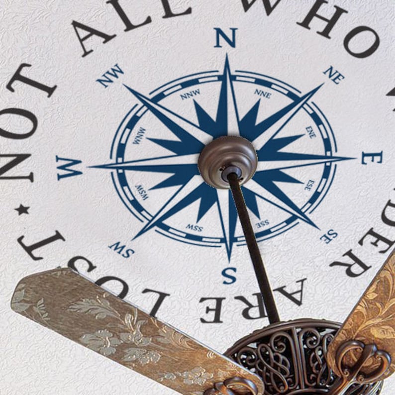 Ceiling Medallion Compass Rose Decal Nautical Beach Decor ...