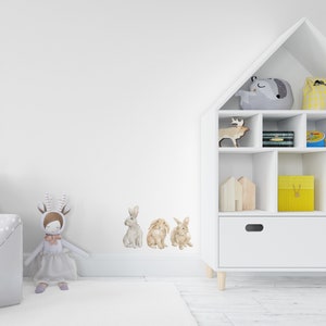 8 Bunnies Woodland Décor Nursery Baby Room Wall Decals Cute Rabbits Animals Sets bild 4