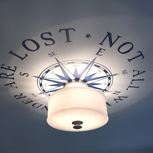 Ceiling Medallion Compass Rose Decal Nautical Beach Decor Not All Who Wander Are Lost Removable Vinyl for Ceiling Lamp Fan Chandelier