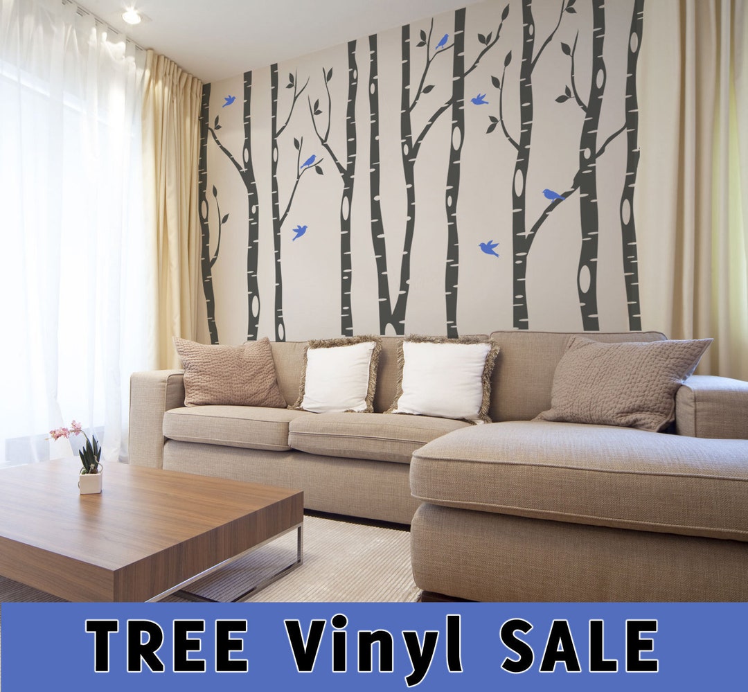 7 Birch Trees Wall Decals Woodland Nursery Stickers Woodland Forest 2 ...