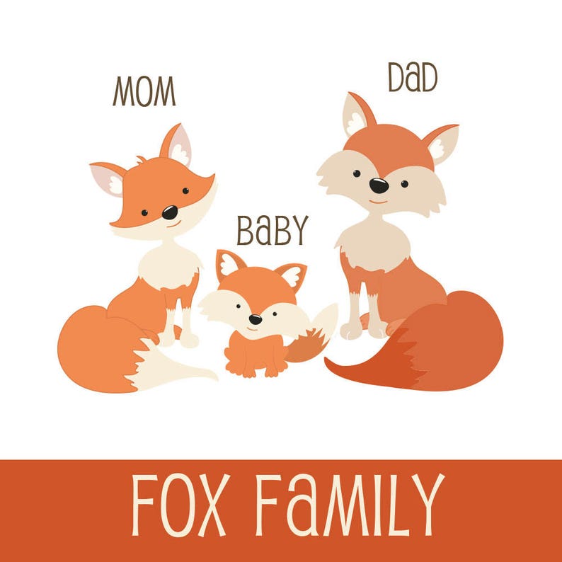 Fox Family Wall Decal Nursery Decor FOX Mom Dad and Baby ...