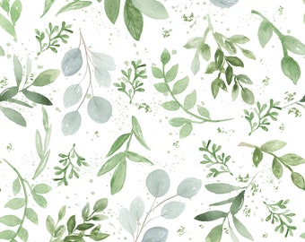 Removable WALLPAPER Pre-Pasted | Neutral Nursery, Bathroom Decor, Eucalyptus Greenery Farmhouse, 0160-52