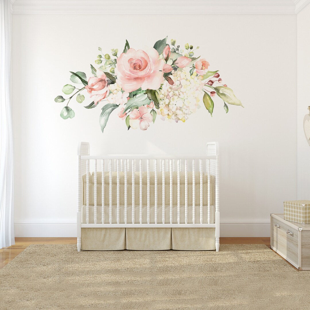Bouquet Nursery Decor EMILY ROSE Wall Decals Blooms Pink Peonies ...