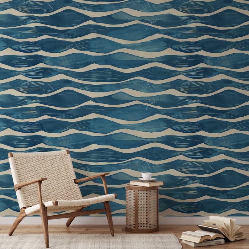 Bathroom Wallpaper, Coastal Wallpaper, Blue Wallpaper 0341-52 image 10