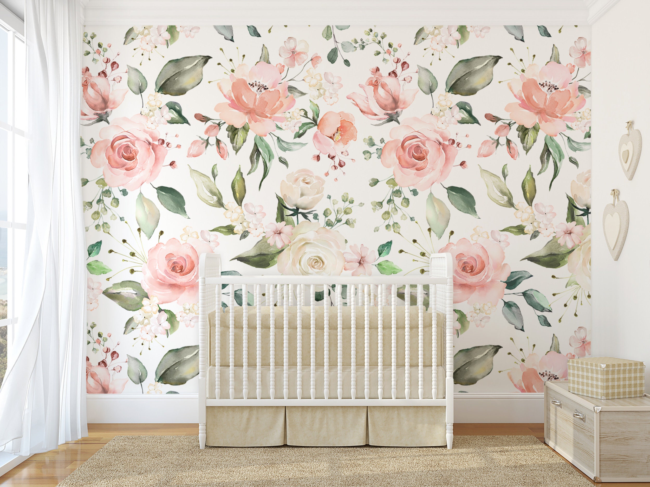 SAMPLES Olivia Rose Collection Watercolor Wall Decal & Wallpaper Nursery Décor Girl Nursery Wall Mural