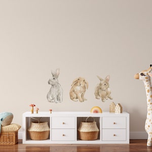 8 Bunnies Woodland Décor Nursery Baby Room Wall Decals Cute Rabbits Animals Sets bild 3