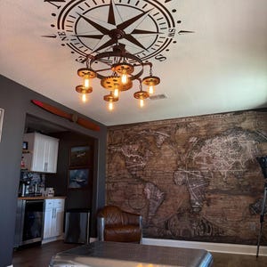 Compass Rose Ceiling Medallion Nautical Home Office Decor Chandelier Surround 3mil Removable Matte Vinyl image 2