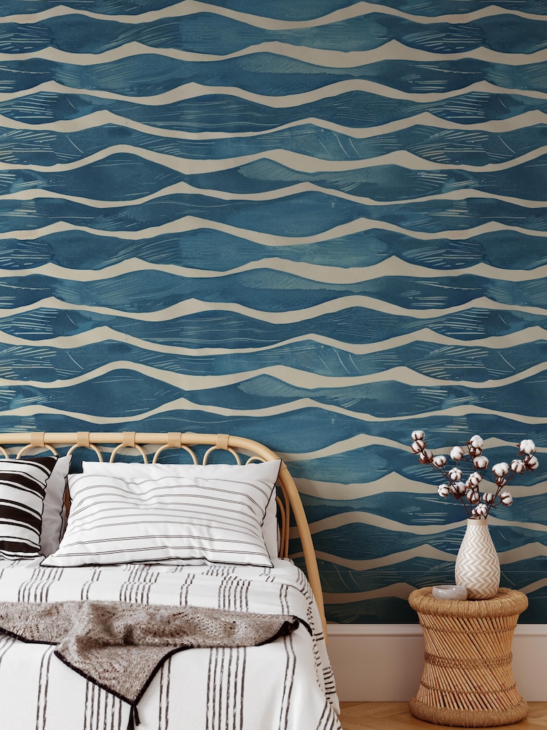 Bathroom Wallpaper, Coastal Wallpaper, Blue Wallpaper 0341-52 image 9