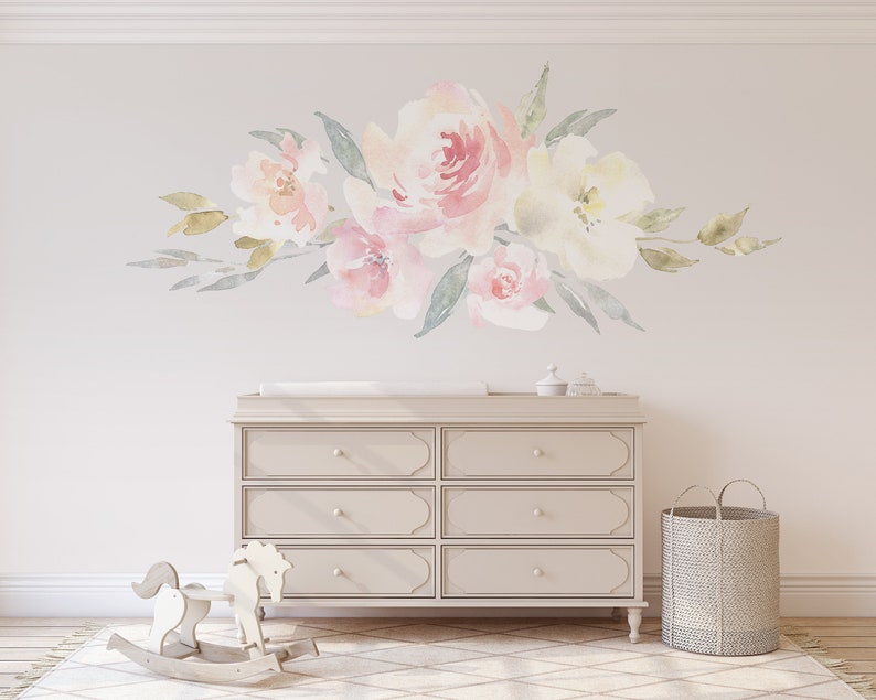 Bouquet Nursery Decor DELANEY BLUSH PINK Wall Decals Blooms Etsy