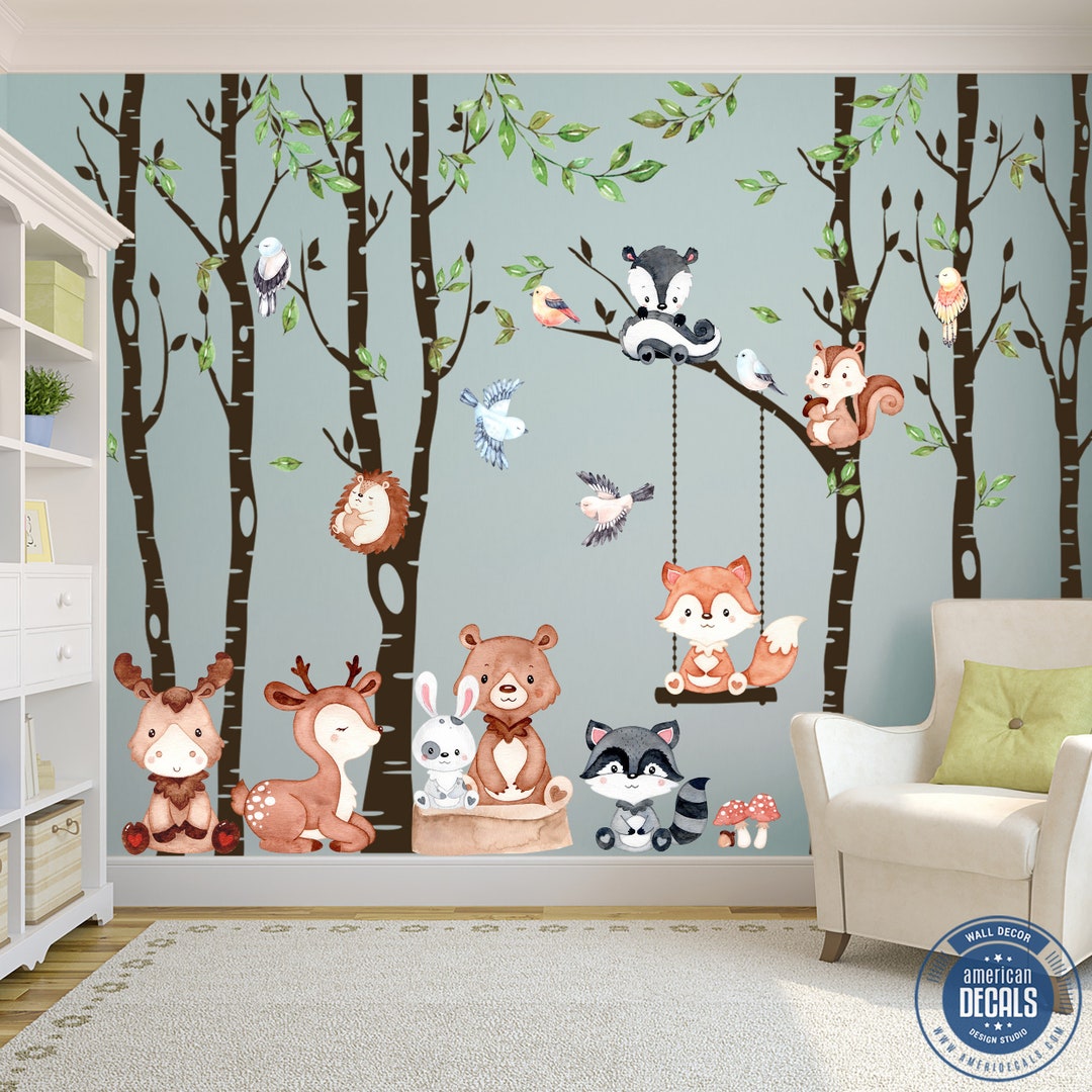 Wall Vinyl Decals Boys Nursery, Woodland Nursery 6 Trees Set, Cute — free download