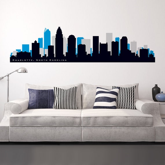 Vinyl Wall Decal Art American City Skyline Charlotte North Carolina Silhouette