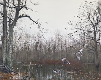 Mallard Duck Art Print , Ducks Unlimited 2023 Sponsor Painting, Hunting Cabin Lodge Wall Decor Gift