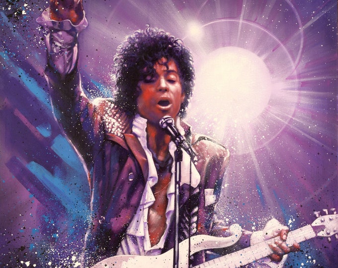 Featured listing image: Forever Prince by Glenn Pollard Painting Art Print 80's rock pop portrait