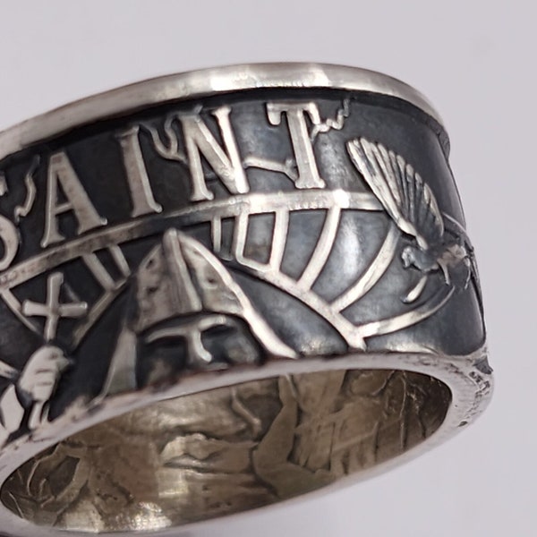 Sinner/Saint Ring Made from a silver Coin