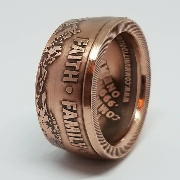 1oz Copper Coin Made Into a Beautiful ring.