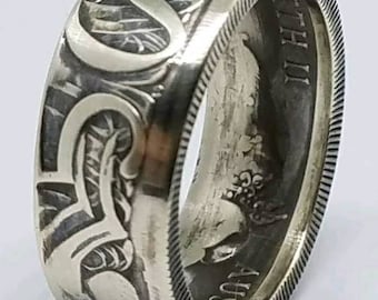 Silver 1966 Australian Half Dollar Coin Ring sizes 7 - 14