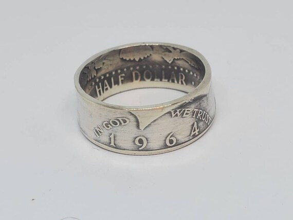Ring handmade from a 90% silver 1964 Kennedy half dollar coin Size 8-13 