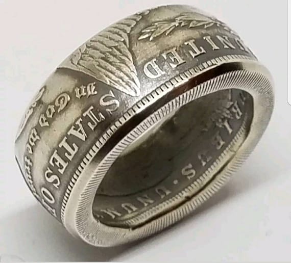 Ring Made From A Real Silver Dollar Sizes 9 16 Etsy
