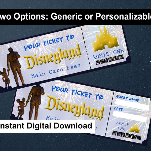 Fake Disneyland Ticket Etsy