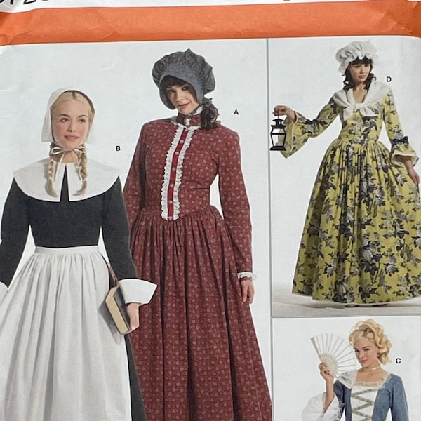 Misses Colonial Costume Sewing Pattern - Simplicity 3723 - Prarie Costume, Quaker Costume, Courtly Lady, American Settler Costumes