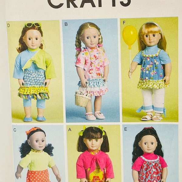 18 Inch Doll Clothes Pattern - McCall's 6370 - M6370 - 6 Outfits - Fits American Girl Doll - Dress, Bolero, Top, Skirt, Leggings, Pants