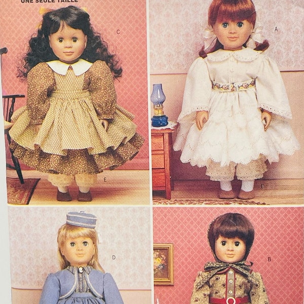 18 Inch Doll Historical Clothes Pattern - Butterick 6667 - Fits American Girl Doll - Dresses, Bonnet, Apron, Jacket, Skirt, Hat, Blouse