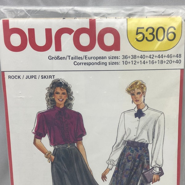 Women's 8 Panel Flared Skirt Pattern - Burda 5306 - Vintage 90s Ladies Skirt Pattern - Sizes 10, 12, 14, 16, 18, 20