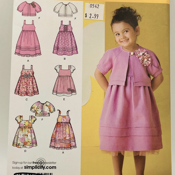 Girl's Easter Dress Pattern - Simplicity 2710 - Toddler and Girls Sizes Spring and Summer Dress and Jacket Sewing Pattern - Sizes 3 to 8