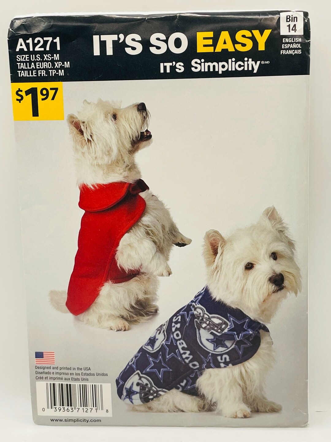 Fleece Dog Coat Pattern Simplicity 1271 A1271 Extra Etsy