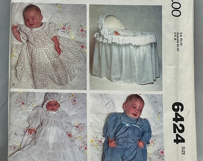 Vintage 70s Christening Gown Pattern Mccall's 6424 Size 3 Months Christening Gown and