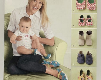 Simplicity 2278 - Misses Shoes and Baby Shoes Pattern in Small, Medium, and Large - Slippers Pattern