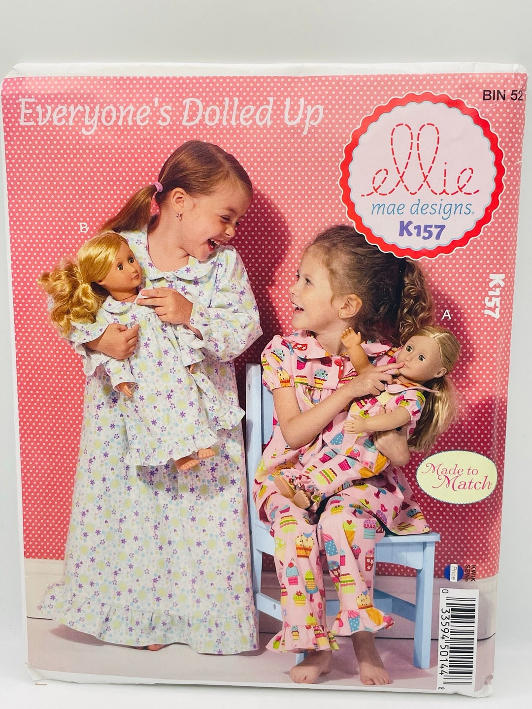 Made to Match Girls and Doll Pajamas Mccall's Ellie Mae Etsy