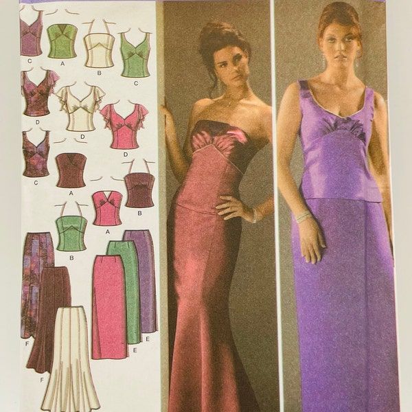 Women's Formal Two-Piece Dress Pattern - Simplicity 4401 - Evening Tops and Skirts for Ladies Sizes 20, 22, 24, 26, 28