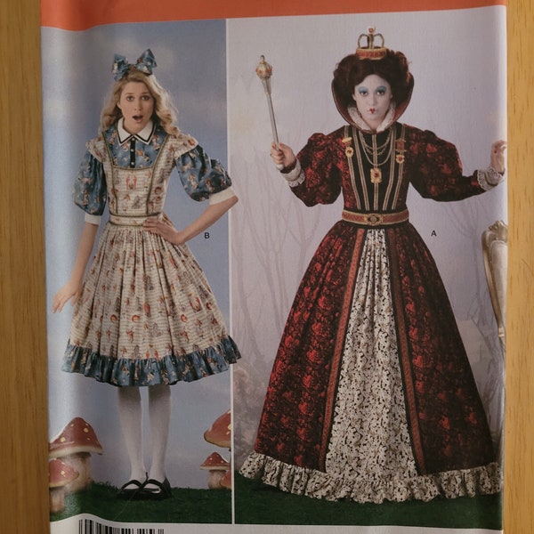 Simplicity 2325 - Misses Costume Pattern - Alice in Wonderland and Queen of Hearts, uncut factory folded sewing pattern