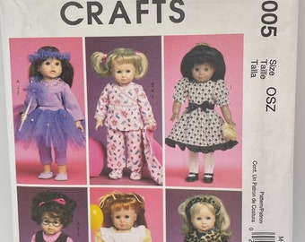 McCalls 6005 - Doll Clothes Pattern for 18" Doll - Pajamas and Booties, Coat, Headband, Leggings, Dress, Tutu, Wand, Blanket, Headpiece